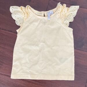 Janie and Jack Soft Yellow Eyelet Sleeve Tank Top